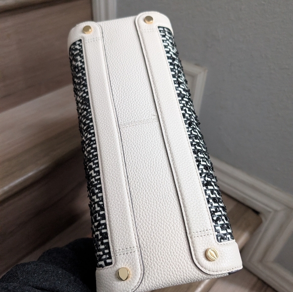 NWT Kate Spade KH022 Knott Raffia Tweed Medium Zip-top Satchel Crossbody - Picture 4 of 5